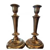 Silver-Plated Copper Candlesticks with Decorative