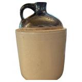 Stoneware Jug with Glazed Top and Handle