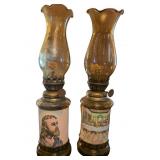 Glass Oil Lamps with Religious and Scenic Decorati