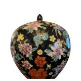 Lidded Ceramic Jar with Hand-Painted Floral Motif