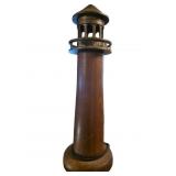 Wooden Lighthouse Model with Metal Lantern Top