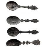 Four German Collector Spoons with Embossed Designs
