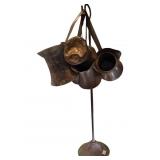 Five Vintage Brass Measuring Cups on Stand