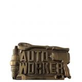 1981 Solid Brass Auto Worker Belt Buckle by Baron