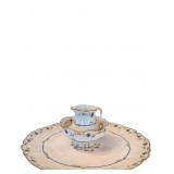 Three-Piece Limoges Porcelain Set with Floral and