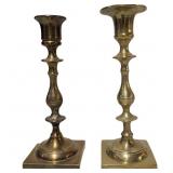 Brass Nautical-Style Candlesticks, 7.5 in and 8 in