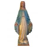 Painted Ceramic Statue of Virgin Mary in Blue and