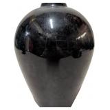 Modern Black Glass Vase, 6 1/2 Inches Tall