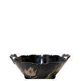 L.E. Smith Black Amethyst Glass Footed Bowl with S