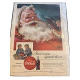 1955 Coca-Cola Santa Holiday Advertisement Print