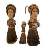 Vintage Woven Straw Nativity Set with Joseph, Mary