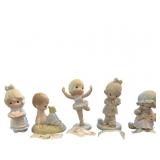 5 Precious Moments Figurines with Themed Labels