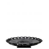 Vintage Black Amethyst Glass Pedestal Dish with Sc