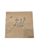 Decorative Ceramic Tile with Lighthouse and Coasta