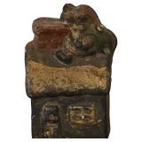 Small Painted Lead Decorative Cottage with Santa B