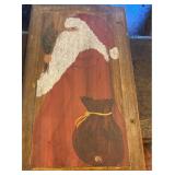 Hand-Painted Wooden Panel with Santa B2195aus Moti
