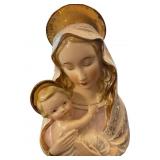 Hand-Painted Ceramic Madonna and Child Wall Pocket