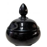 Black Amethyst Glass Lidded Jar, 5 Inches Tall
