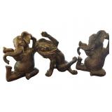 Three Carved Animal Sculptures, Elephants and Lion