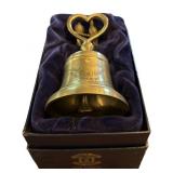 Crown & Rose Pewter Bell With Heart and Bird Motif
