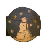 Hand-Painted Round Wooden Lidded Box with Snowman