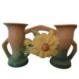 Roseville Pottery Double Bud Vase in Freesia Patte