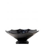 Vintage Black Amethyst Glass Footed Bowl, 8.5 in D