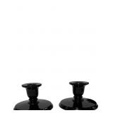 Vintage Black Amethyst Glass Candlestick Holders b
