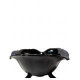 Vintage L.E. Smith Black Amethyst Glass Three-Foot