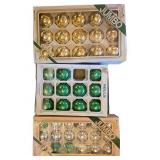 Vintage Pyramid and Holly Glass Ornament Sets in O