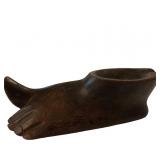 Carved Wooden Foot-Shaped Ashtray