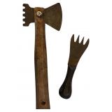 Vintage Ice Hatchet and Ice Pick Comb with Wooden