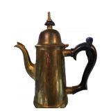 Brass Coffee Pot with Black Handle and Hinged Lid