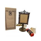 Victorian Lithophane Lamp Stand with Intricate Bra