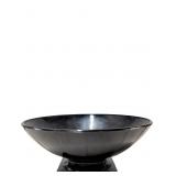 Black Amethyst Glass Art Deco Fruit Bowl, 9 1/2 In
