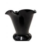 Vintage Black Amethyst Glass Vase with Fluted Ruff