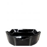 Black Amethyst Glass Ashtray with Geometric Trapez