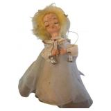 Vintage Angel Music Box with Fabric Dress and Plas