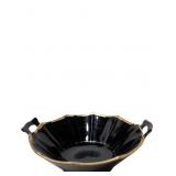 Vintage Black Amethyst Art Glass Bowl with Gold Gi