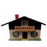 German Lithophane Cottage Scene Viewer, Marked Geb
