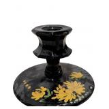 Turn of the Century Black Amethyst Glass Candlesti
