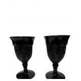 Two Tiara Indiana Glass Black Amethyst Goblets in