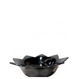 Fenton Black Amethyst Glass Lotus Bowl with Scallo