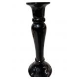 Vintage Black Amethyst Glass Candle Holder, 10 in