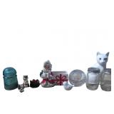 Glass Items, Ceramic Figurines, and Holiday Decor