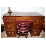 Vintage Mohagony Desk, Chair, & Lamp