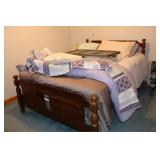 Bed, Nightstand, Clothes Tree