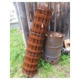 Burn barrel & roll of fencing