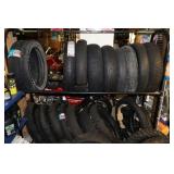 Dirt bike & road bike tires with metal rack