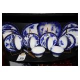 Assorted Flow Blue glassware